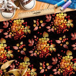 Ткань блэкаут белая смородина под ярким светом на чёрном фоне