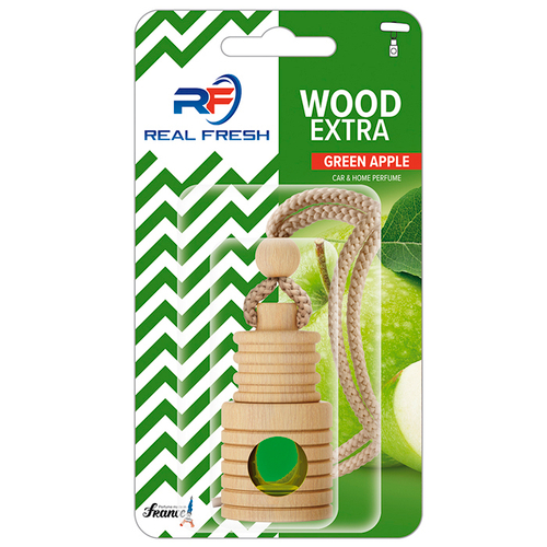 АРОМАТИЗАТОР С ПОДВЕСКОЙ "REAL FRESH" EXTRA WOOD GREEN APPLE 5ML