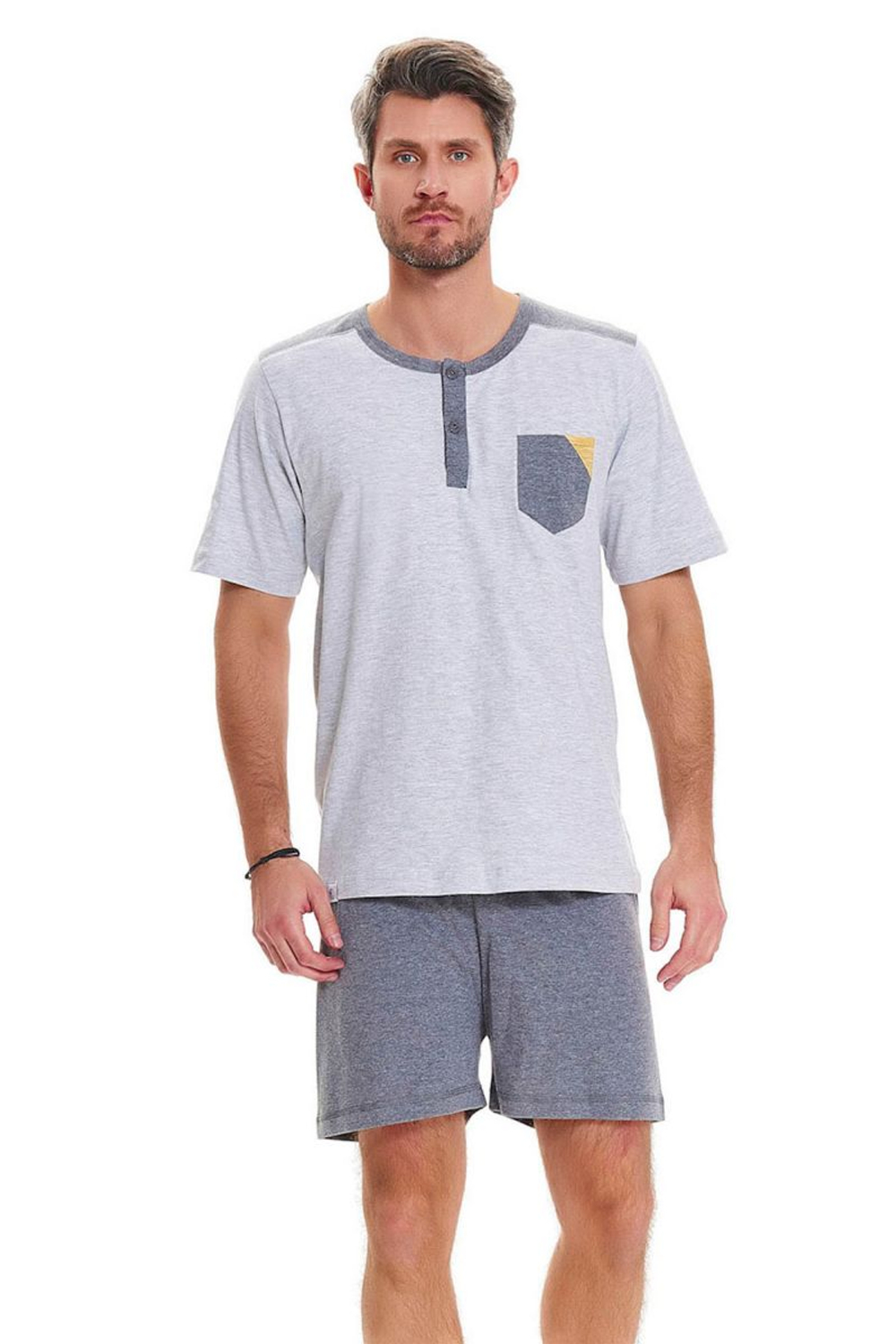 Мужская пижама с накладным карманом на футболке (Размер: L) (Цвет: синий)