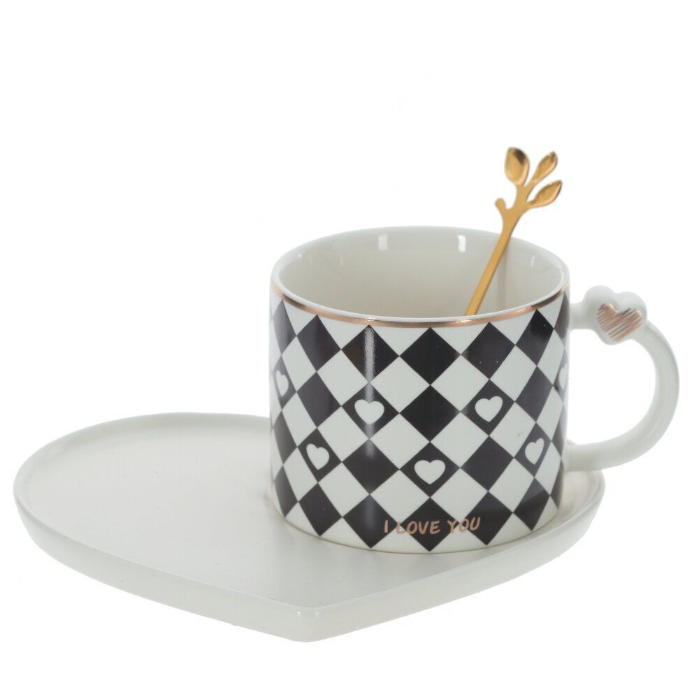 GAEM Кружка с блюдцем и ложкой, 220 мл, L16 W14 H7,5 см, 4в.