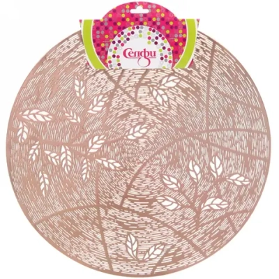 Салфетка плетеная 38см «Весна» розовое золото