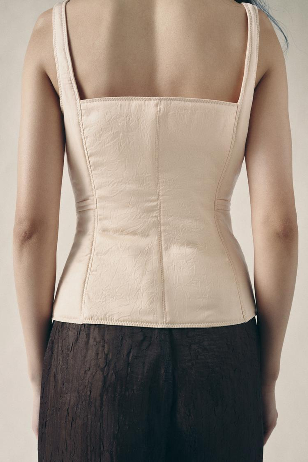 ZARA СТЕГАНЫЙ ТОП БЮСТЬЕ, ТЕЛЕСНО-РОЗОВЫЙ