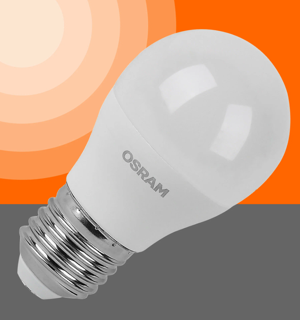 Лампочка светодиодная OSRAM LED Value P, 800лм, 10W, 4000К, нейтральный белый свет, E27, шар, матовая