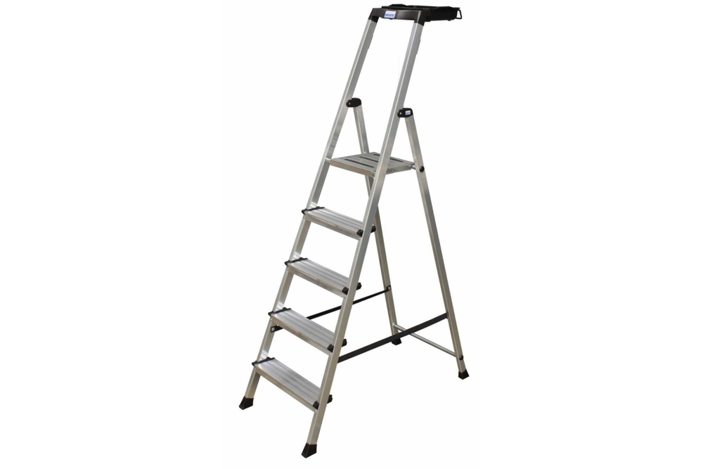 SECURY Стремянка,5 ступеней 100 мм,универсальная мульти-грип полка(126535)