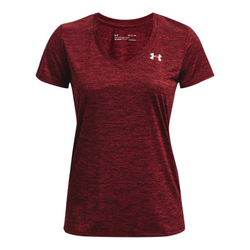 Женская теннисная футболка Under Armour Women's Tech Twist V-Neck - chestnut red/radio red