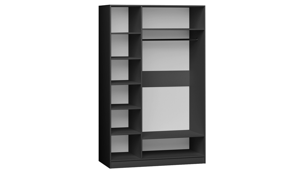 Распашной трехсекционный шкаф Лорена Пакс-3 Черный 0190 PE 120*40*200 см, Черный   Фиеста