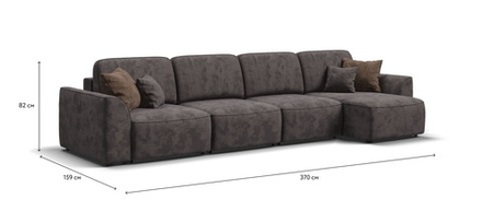 Угловой диван Кинг Модуль Макс Велюр Алькантара серый