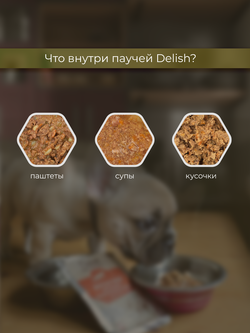 НАБОР Консервы DELISH Super Premium для собак с курицей, овощами и клюквой (паштет) - 10 шт х 80 гр