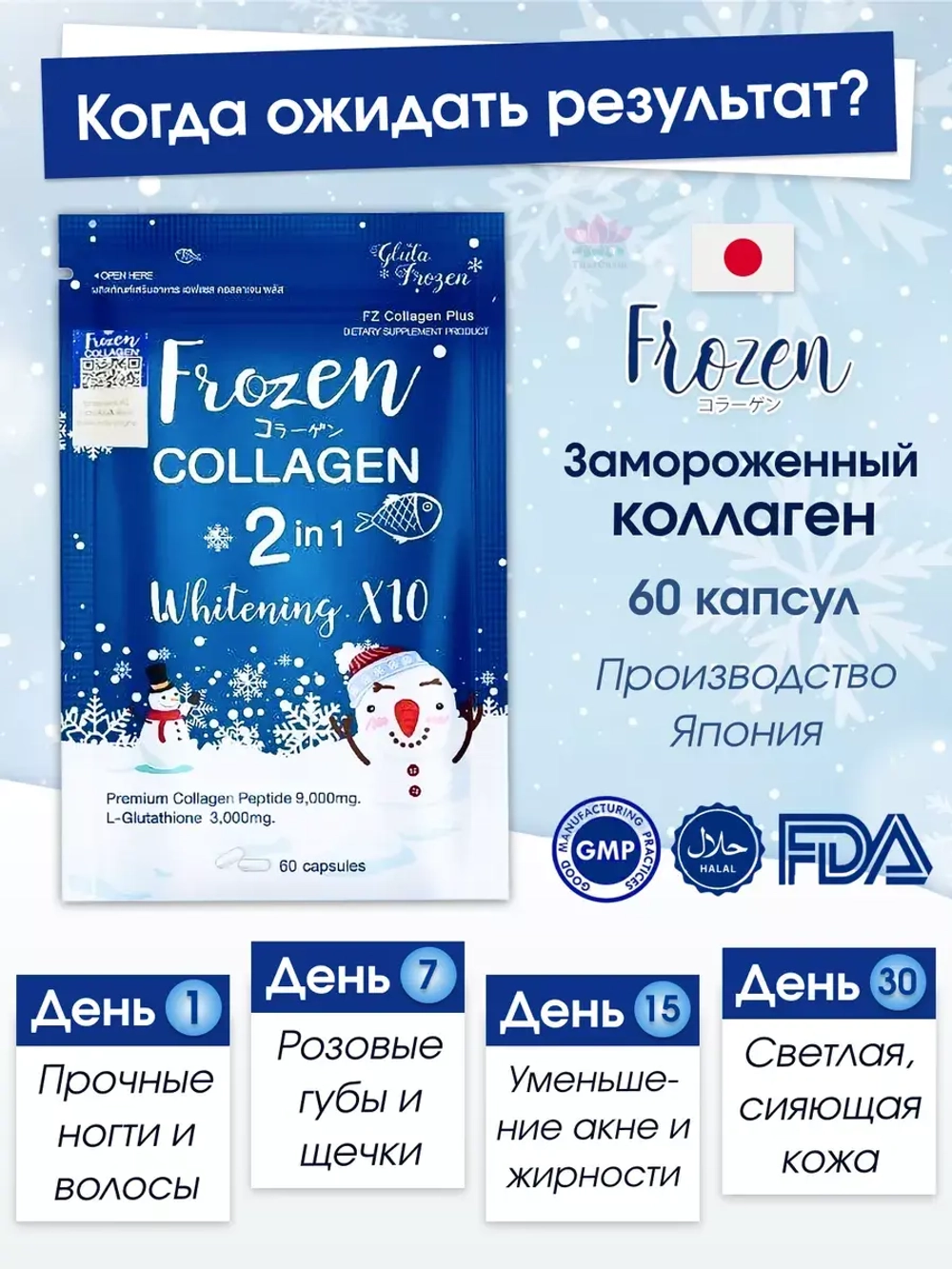 Уникальный замороженный коллаген Япония, Таиланд.