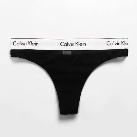 Женские трусы стринги черные в сетку Calvin Klein Women Modern Cotton