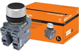 Кнопка с фиксацией MP2-20B в сборе d22мм 1з+1р черная TDM SQ0747-0012