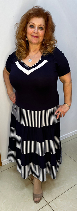 Трикотажное комбинированное платье