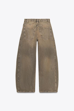 ZARA ДЖИНСЫ TRF OVERSIZE С НИЗКОЙ ПОСАДКОЙ, КОРИЧНЕВЫЙ