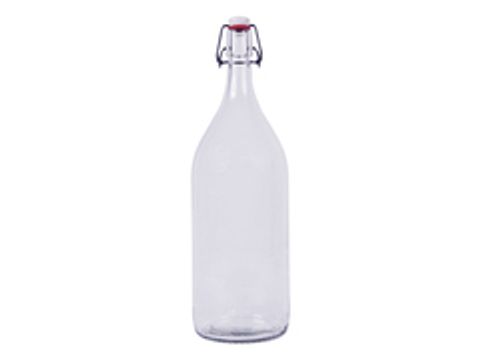 Бутылка стеклянная прозрачная с бугельной пробкой 2 л