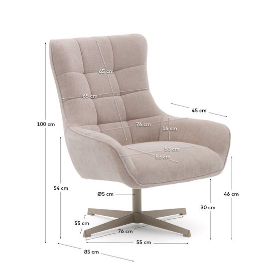 Jaspe Вращающееся кресло бежевого цвета с серой отделкой металла Испания 