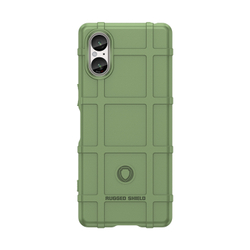 Противоударный чехол зеленого цвета на Sony Xperia 5 V, 5-5 (Mark 5), мягкий отклик кнопок, серия Armor (максимальная защита) от Caseport