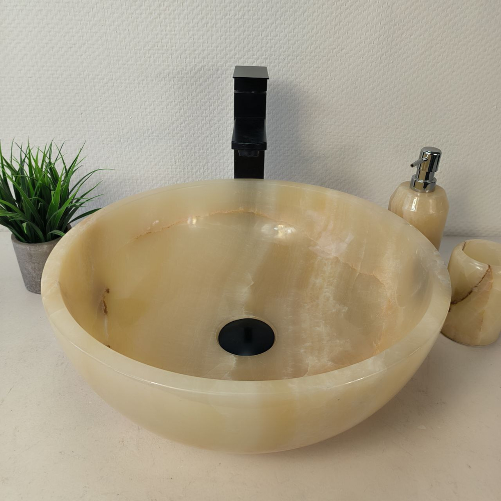 Раковина из оникса Bowl Yellow BO-66077 40*40*15 из натурального камня