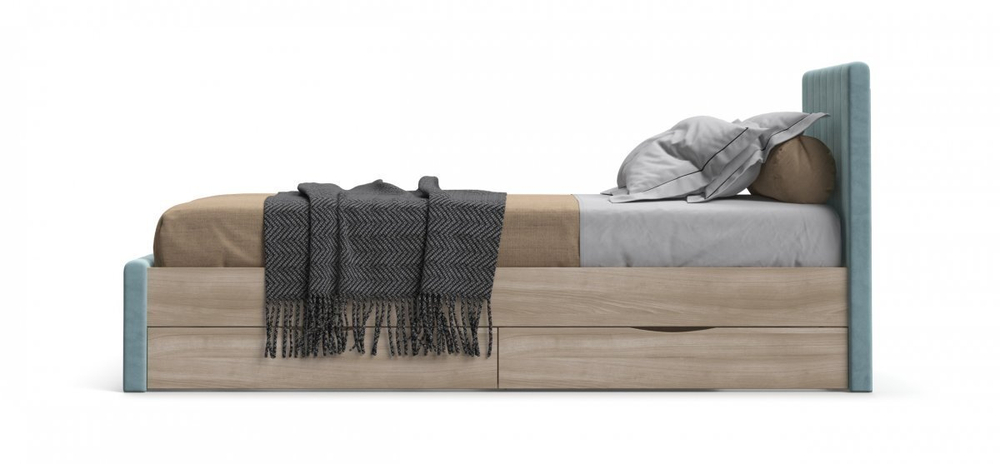 Лофт Мини Кровать 90*200 Велюр Монолит Циан, Сонома(последний экземпляр)