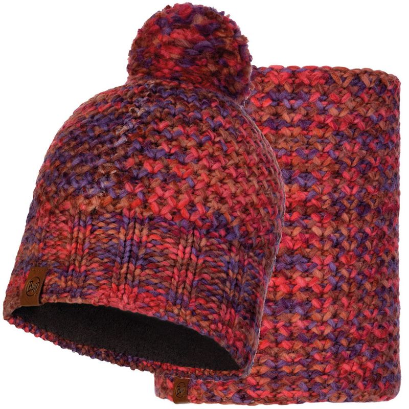 Комплект вязаный шапка-шарф Buff Knitted Polar 	Margo Maroon Фото 1