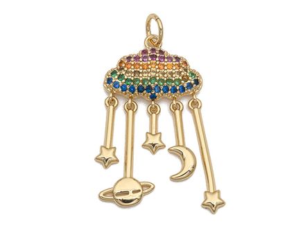 Подвеска Облачко со стразами, 28мм