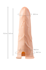 Телесный фаллопротез на черных ремнях Conall - 15 см. (Цвет: телесный)