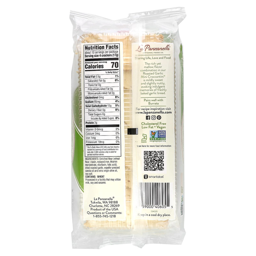 La Panzanella, ремесленные мини-крекеры кроккантини, с обжаренным чесноком, 170 г (6 унций)