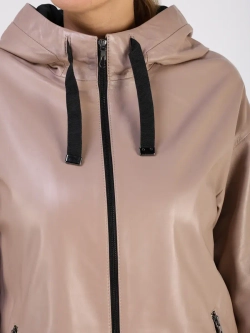 Кожаная куртка демисезонная с капюшоном длинная