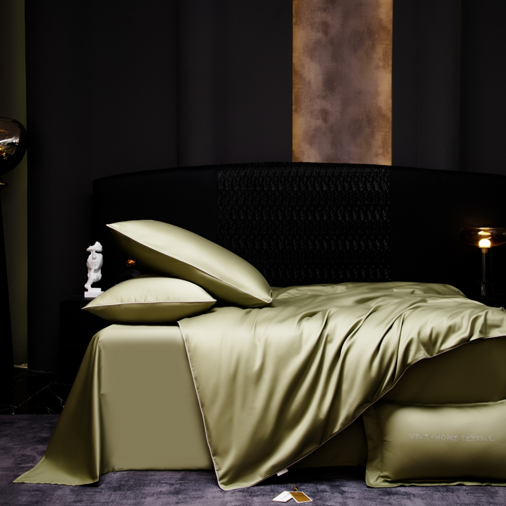 КПБ Однотонный Сатин Премиум на резинке OCPR009, 2 спальный, 4 наволочки, простынь 160*200*30