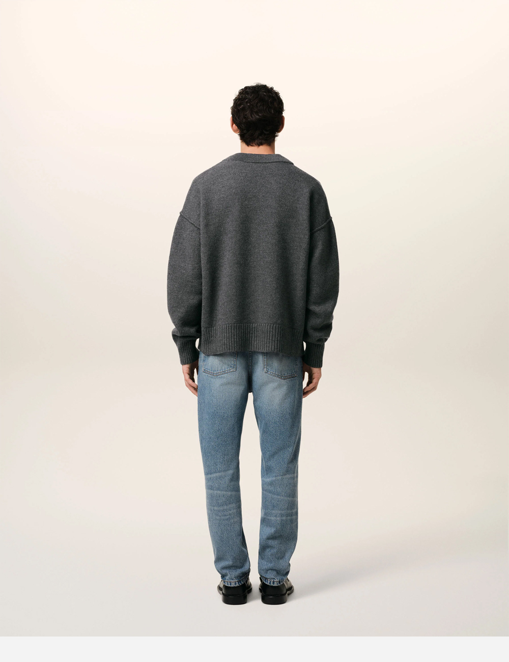 AMI PARIS Wool Cardigan "Grey"