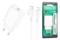 Сетевое зарядное устройство с кабелем iOS Lightning  1-метр 3А PD 20W BOROFONE BA21A