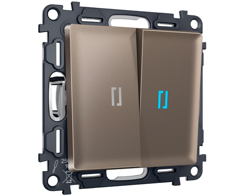 MA634040 Комплект механизма 2-кл проходного выключателя с подсветкой 10000K ALFA Темная бронза матовый QUANT (AP6340, VM120, G29B)