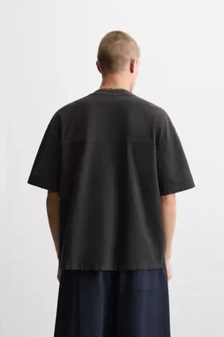 ZARA ФУТБОЛКА BOXY FIT HEAVYWEIGHT, ЧЕРНЫЙ