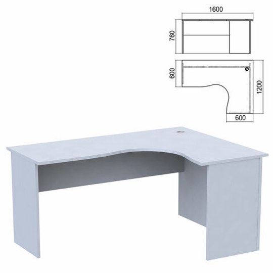 Стол компактный "Арго", 1600х1200х760, правый, серый (КОМПЛЕКТ)