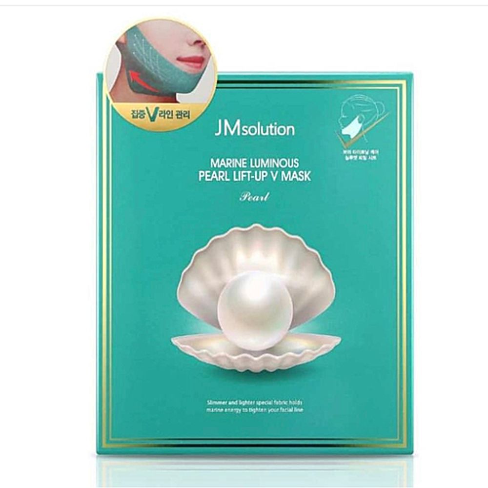 JMsolution Маска для контура лица с протеинами жемчуга - Marine luminous pearl lift-up V Mask