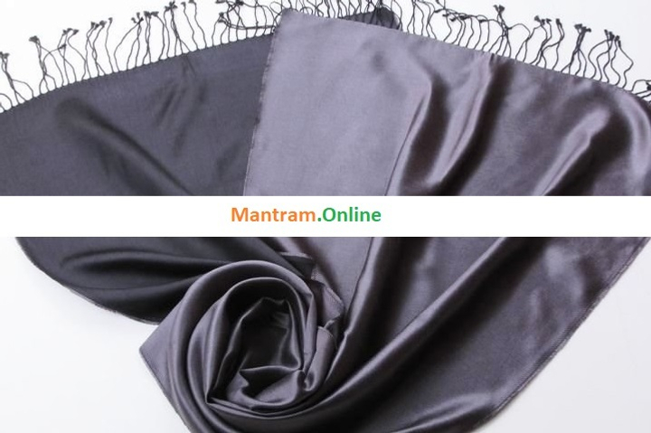 Палантин материал Шелк 100% двухсторонний цвет серый черный 180х50 см.
