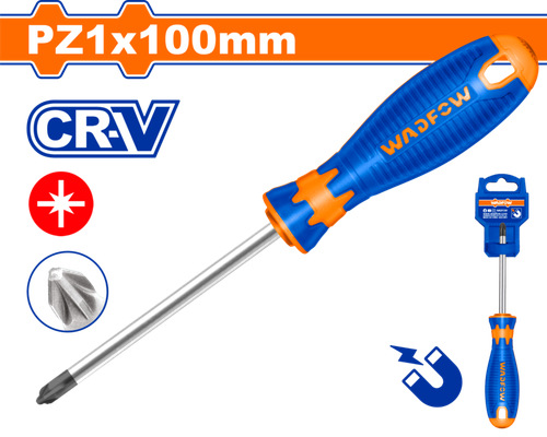 Oтвертка крестовая PZ1х100мм (12/240) WADFOW WSDZ214