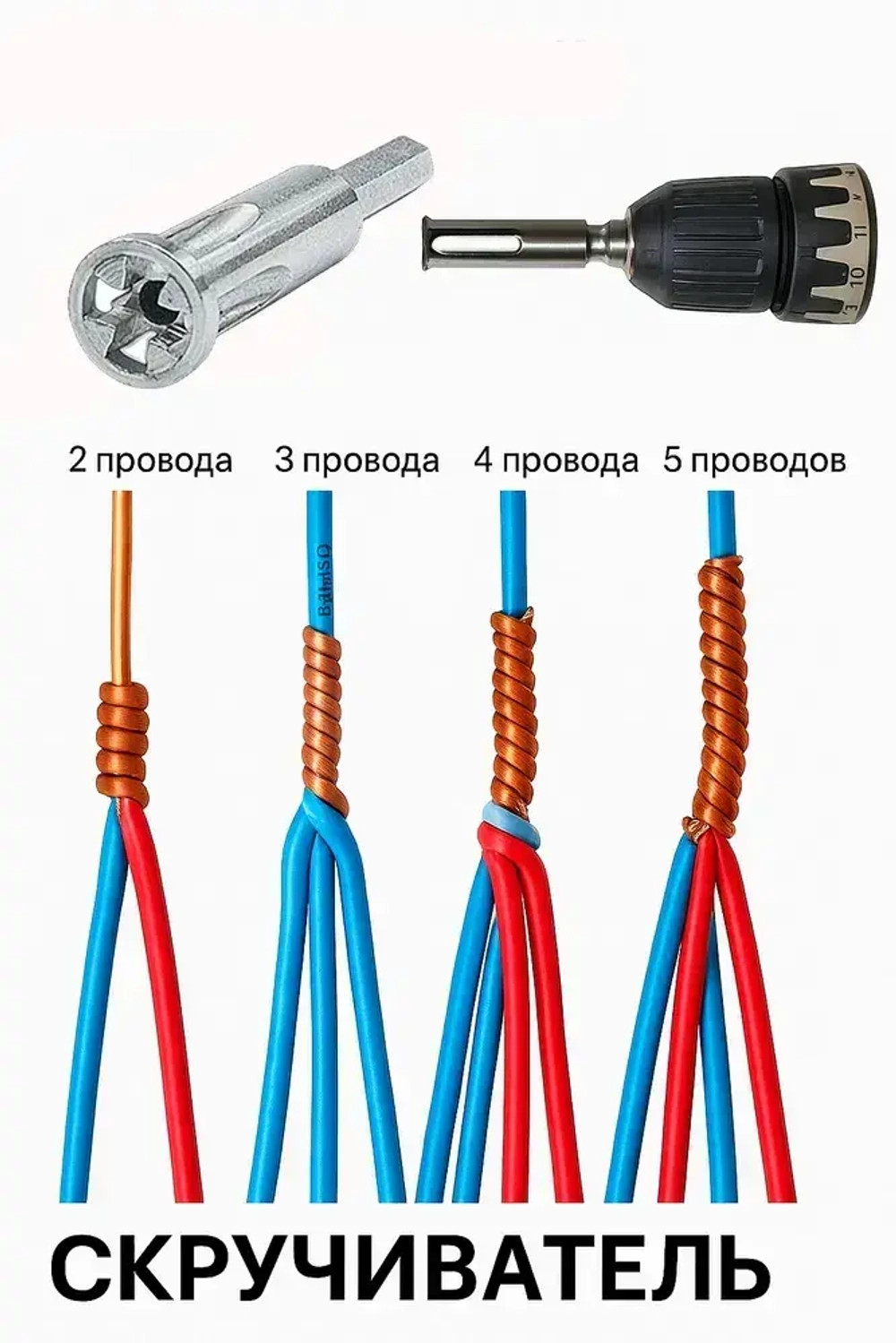 Набор насадок для скручивания проволоки для дрели и шуруповерта
