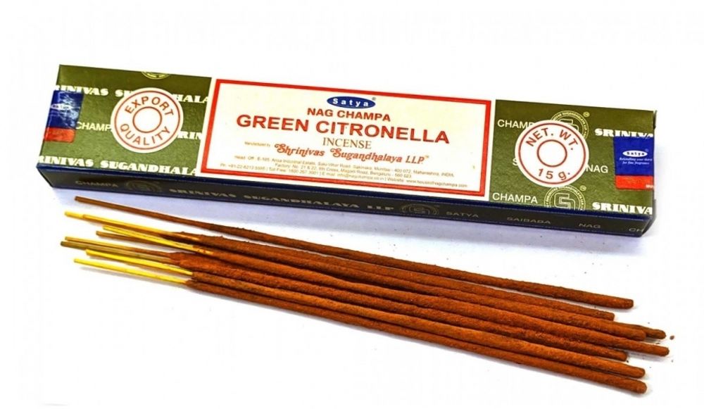 Satya Nag Champa Green Citronella Благовоние-масала Зеленая Цитронелла 15 г