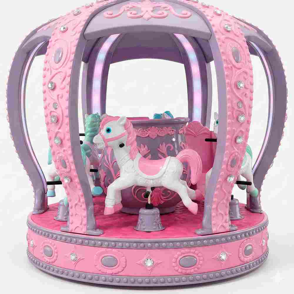 Детская электрическая карусель «Корона Принцессы» розовая, 8 мест