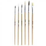 Набор кистей Alingar, 6 шт., пони №1, №3, №5, коза №2, №4, щетина №6,плоские, деревянная ручка, блистер, европодвес
