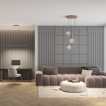 Светильник подвесной BUBBLES, 20 Вт, 3000К, ?540?1500 мм, стекло, металл, дымчатый серый, медь