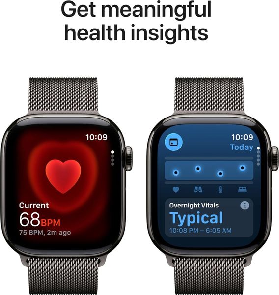 Умные часы Apple Watch Series 11 46 мм из титана серого цвета, миланский сетчатый браслет серого цвета (S/M)