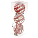 Новогодние шары 8 см (набор 3 шт) «Сказочный узор», красный/золото