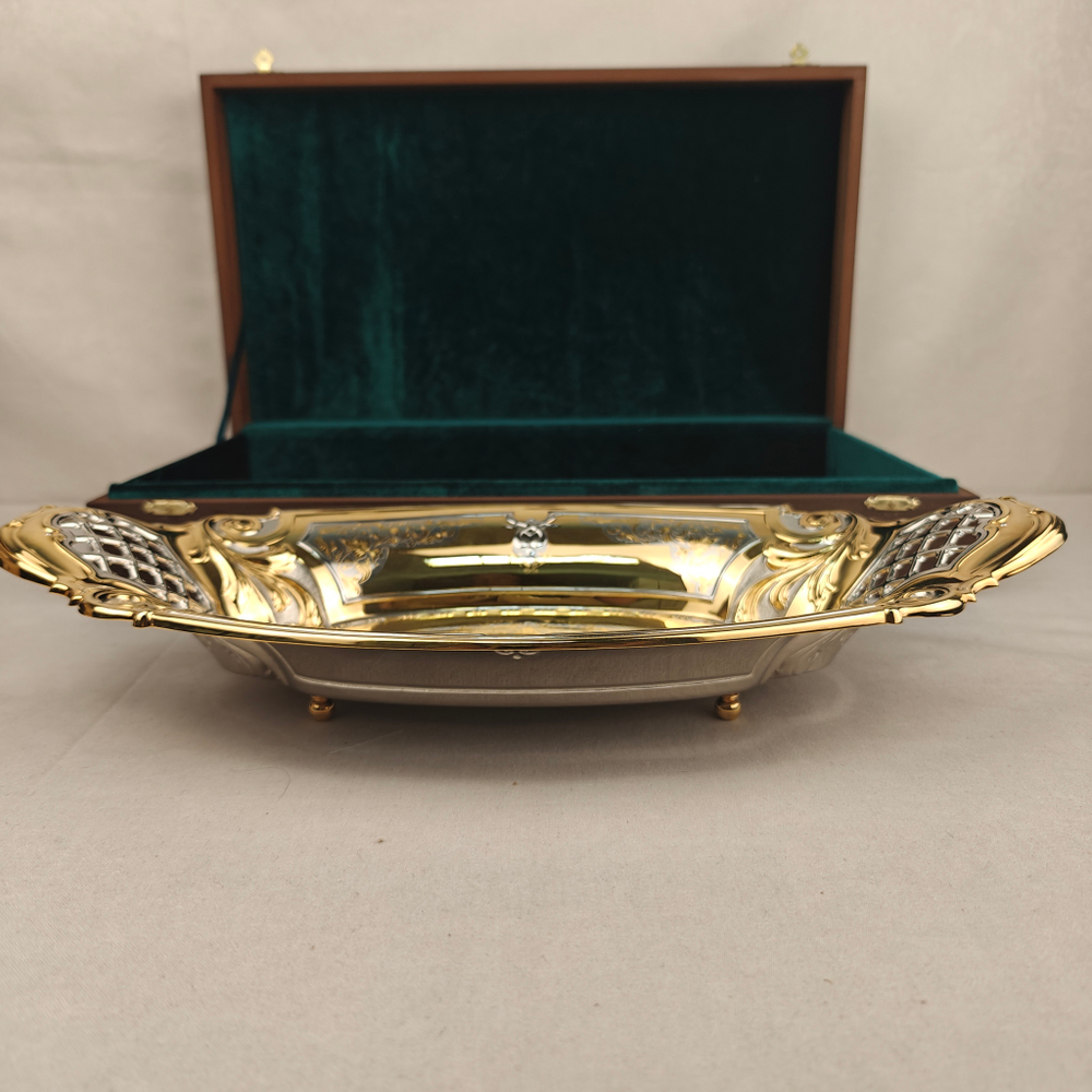 Конфетница/Фруктовница "Золотая сказка" златоустовская гравюра