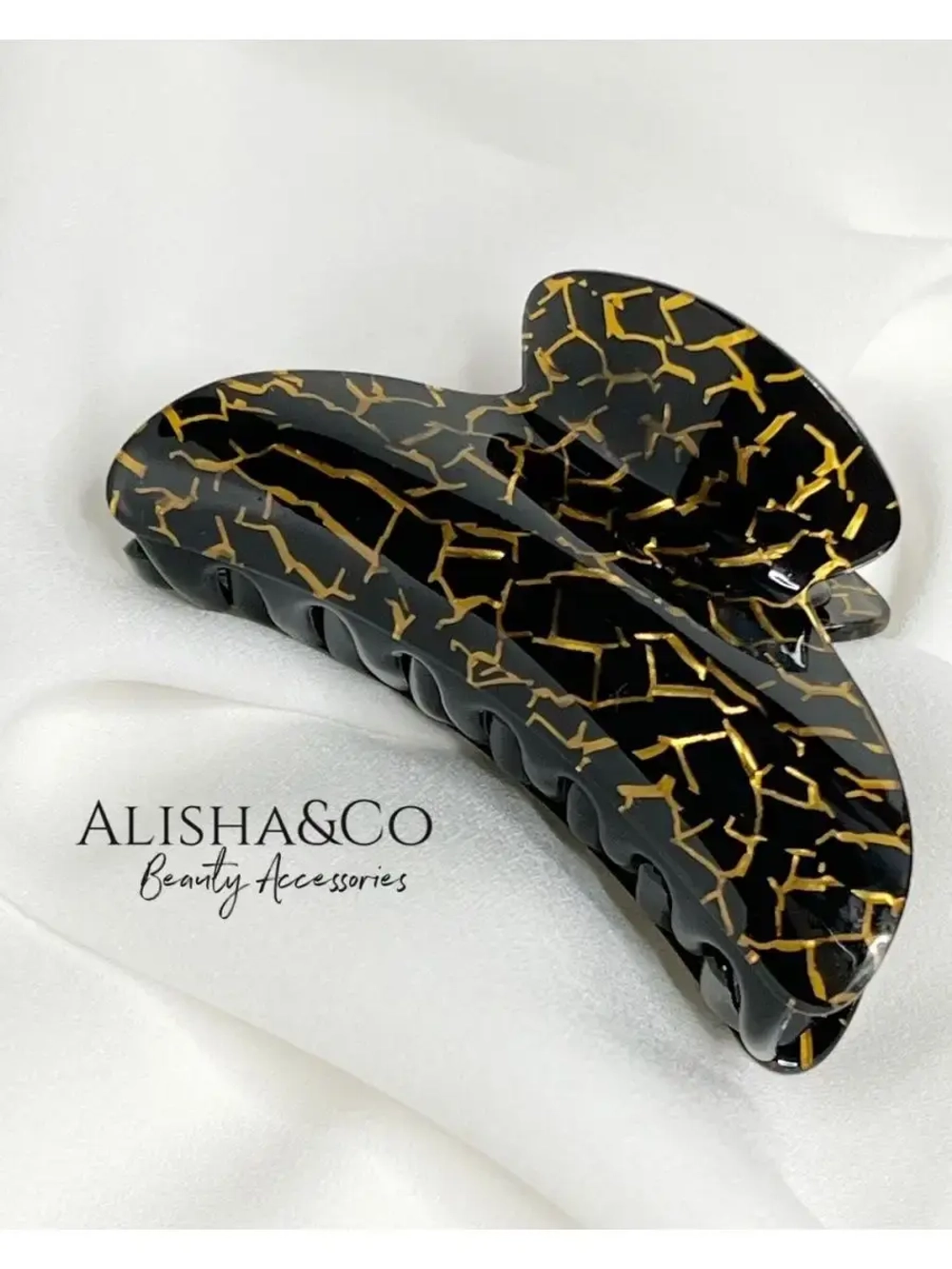 Аксессуар для волос Крабик большой черный Black & Gold Shell