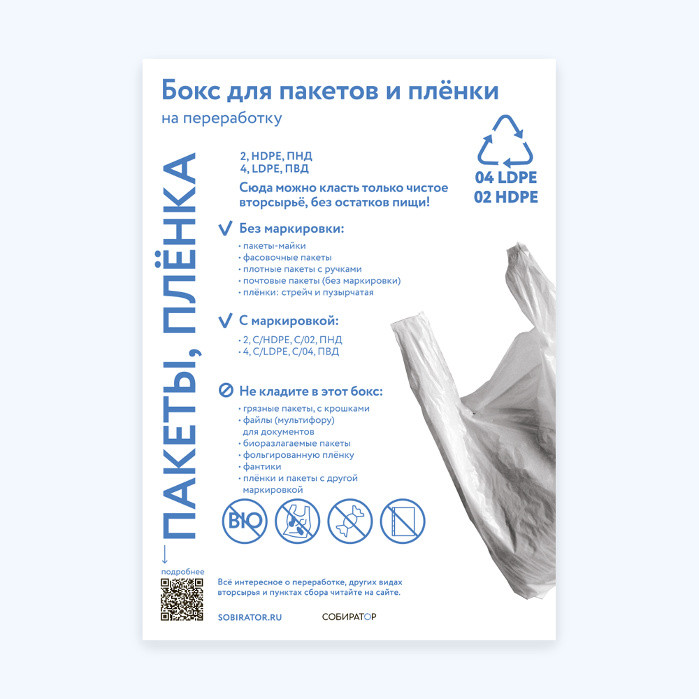 Информационный плакат (Пакеты и плёнка, А3, на ПЭТ, Моно)