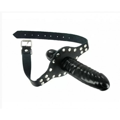 Кляп со страпоном Ride Me Mouth Strict Leather, черный, 12 см