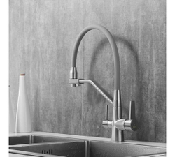 Смеситель для кухни с гибким изливом, с подключением фильтра, сатин, Rose R558L