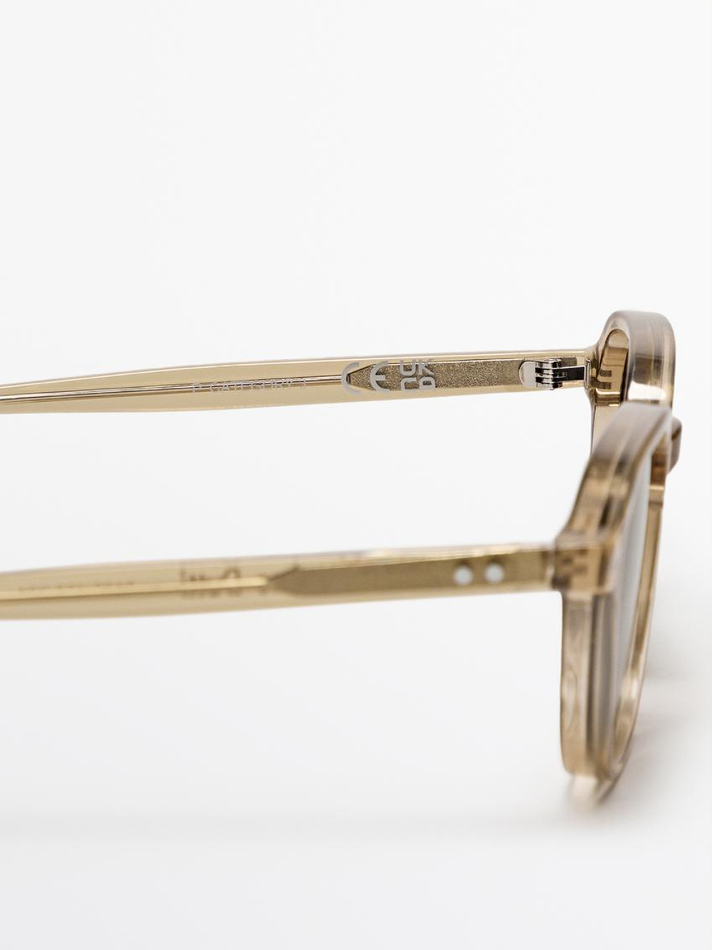 Massimo Dutti Солнцезащитные очки в круглой каучуковой оправе, пастельно-желтый