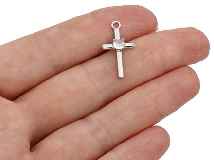 Подвеска "Крестик" с фианитом 21,5мм